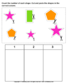 Count, Cut and Paste Star,Rectangle, Pentagon