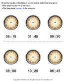 Draw Minute and Hour Hands of Clock - time - First Grade