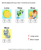 Identify the Long or Short Vowel in Words - phonics - First Grade