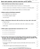 Roman Numerals (I - Xx) : Multiple Choice Questions - roman-numerals - Third Grade