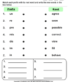 Match Prefixes to Root Words - compound-words - First Grade