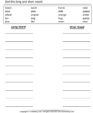 Sort the Vowels - Short and Long - phonics - First Grade