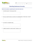Rewriting Sentences Correctly - capitalization - Third Grade