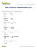 Using Preposition to Complete a Sentence Part 1 - preposition - First Grade