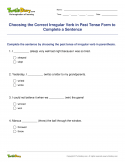 Choosing the Correct Irregular Verb in Past Tense Form to Complete a Sentence - verb - Second Grade